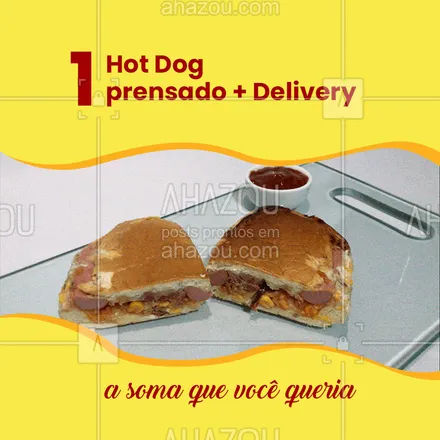 posts, legendas e frases de hot dog  para whatsapp, instagram e facebook: Essa soma é tudo de bom. Vai querer? ? #hotdog #delivery #entregagrátis #ahazoutaste 