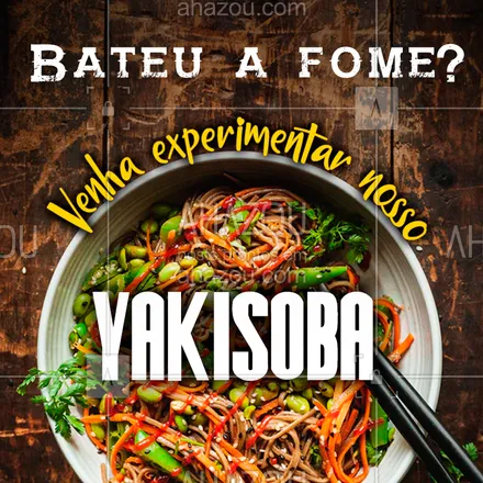 posts, legendas e frases de cozinha japonesa, comidas variadas para whatsapp, instagram e facebook: Quem ama Yakisoba tem que experimentar! ? Vem matar a fome com a gente. ?? #yakisoba #gastronomia #AhazouTaste #taste #comidajaponesa #food 