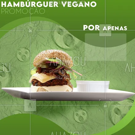 posts, legendas e frases de hamburguer, saudável & vegetariano para whatsapp, instagram e facebook: Temos promoção para os veganos também! Não perca a chance de experimentar nosso burguer vegano por um preço muito camarada!?? #vegan #ahazou #food #saude
