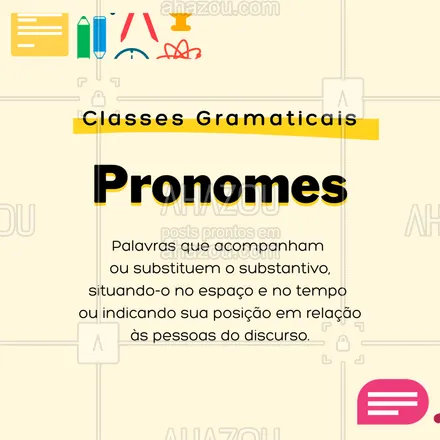 posts, legendas e frases de ensino particular & preparatório para whatsapp, instagram e facebook: E aí, você já domina os pronomes? ?
#Pronomes #CLassesGramaticais #AhazouEdu #DicasdeGramatica #AhazouEdu 