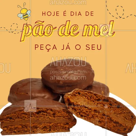 posts, legendas e frases de confeitaria para whatsapp, instagram e facebook: Um dia tão bonito pede um docinho, encomende já o seu pão de mel!?#pãodemel #ahazoutaste #doces #confeitariaartesanal #confeitaria #ahazoutaste