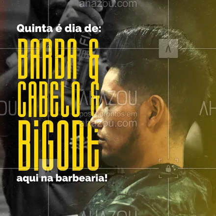 posts, legendas e frases de barbearia para whatsapp, instagram e facebook: E aí, já agendou seu horário pra essa quinta-feira? 😎💈 #AhazouBeauty #barba  #cuidadoscomabarba  #barbearia  #barbeiro  #barbeiromoderno  #barbeirosbrasil  #barberLife  #barber  #barbershop  #barberShop  #brasilbarbers 