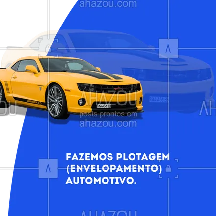 posts, legendas e frases de estética automotiva & lavajato para whatsapp, instagram e facebook: O procedimento de plotagem ou envelopamento é uma das opções mais escolhidas para garantir o bom estado da pintura do automóvel. É um procedimento bem diferente da adesivagem e tem seu tempo de duração bem maior. Com a plotagem não é necessário ficar retocando a pintura ou fazendo outros procedimentos estéticos para manter o carro sempre em bom estado. #plotagem #AhazouAuto  #esteticaautomotiva #carros #automotiva