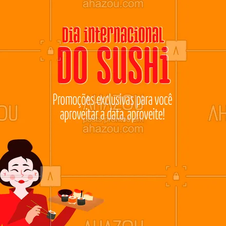 posts, legendas e frases de cozinha japonesa para whatsapp, instagram e facebook: Nada como uma promoção para aproveitar essa data incrível, venha aproveitar com a gente! 🍣 #ahazoutaste #comidajaponesa #japa #japanesefood #sushidelivery #sushilovers #sushitime 