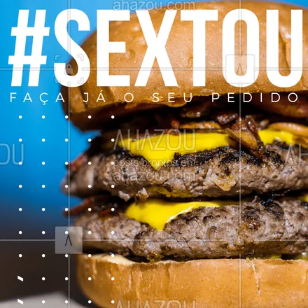 posts, legendas e frases de hamburguer para whatsapp, instagram e facebook: Sextou e seu burger te espera. Peça agora o seu!
#ahazou #burger #ahazoutasty #comer 