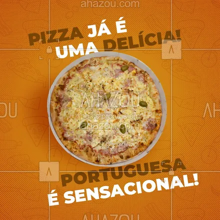 posts, legendas e frases de pizzaria para whatsapp, instagram e facebook: Não dá para resistir a uma maravilhosa pizza portuguesa, não é mesmo? Então não perca mais tempo e peça já a sua! #pizzaria #pizza #pizzalife #ahazoutaste #pizzalovers #sabores #pizzadeportuguesa #portuguesa 