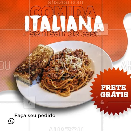posts, legendas e frases de cozinha italiana para whatsapp, instagram e facebook: ??  Prove a maravilhosa comida italiana sem sair de casa. Faça o seu pedido. O frete é grátis. 

#comidaitaliana #delivery #lasanha #italia  #Ahazoutaste