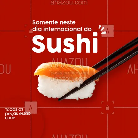 posts, legendas e frases de cozinha japonesa para whatsapp, instagram e facebook:  Aproveite esse desconto e comemore esse dia se deliciando dos melhores pratos da cozinha japonesa. Não fique de fora dessa. ?? #sushi #ahazoutaste #promoção #cozinhajaponesa