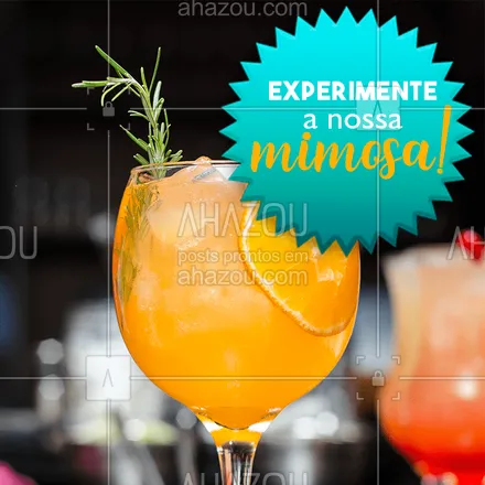 posts, legendas e frases de bares para whatsapp, instagram e facebook: Você conhece a Mimosa? Mimosa é um drink que leva Suco de Laranja e Champanhe! Ficou curioso para saber como é? Vem pra cá experimentar! #bares #drinks #ahazou #mimosa 