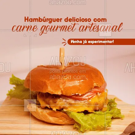 posts, legendas e frases de hamburguer para whatsapp, instagram e facebook: Carne gourmet, deliciosa e soborosa.
Venha experimentar nossos hambúrgues artesanais!
#ahazoutaste #artesanal  #burgerlovers  #burger  #hamburgueria  #hamburgueriaartesanal 