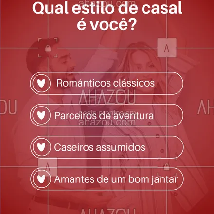 posts, legendas e frases de para whatsapp, instagram e facebook: 💬 Comenta aí!
🧸 Românticos clássicos
🎮 Parceiros de aventura
🛋 Caseiros assumidos
🍝 Amantes de um bom jantar
#enquetacasais #diadosnamorados #tiposdecasal