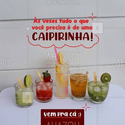 posts, legendas e frases de bares para whatsapp, instagram e facebook: Uma caipirinha resolve qualquer coisa! Vem pra cá tomar nossa caipirinha! ? #ahazoutaste  #bar #pub #mixology #cocktails #lounge #drinks #caipirinha #bebida #pedido #limão #borabeber