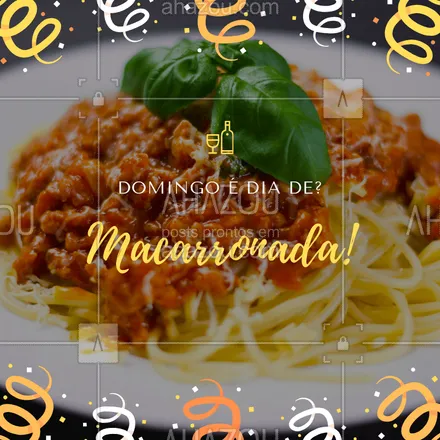 posts, legendas e frases de cozinha italiana para whatsapp, instagram e facebook: Família + Domingo + Macarronada = Felicidade! #massas #macarronada #ahazouapp #gastronomia #domingo #familia