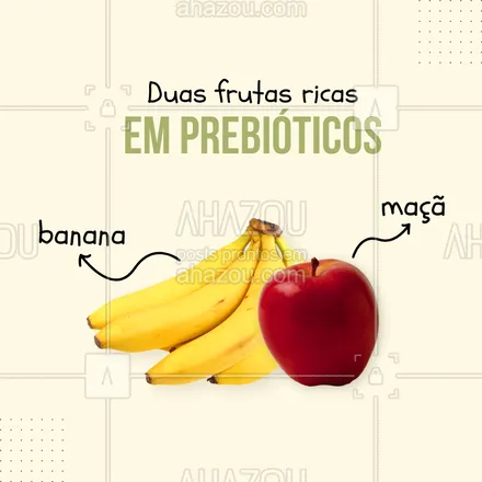 posts, legendas e frases de hortifruti para whatsapp, instagram e facebook: Os prebióticos são ótimos aliados para o intestino, aqui vai uma dica de duas frutas para você consumir, gostou? manda para um amigo 😊 #ahazoutaste #banana #maçã #prebioticos #dicas #alimentação  #alimentacaosaudavel 