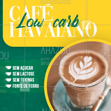 posts, legendas e frases de cafés para whatsapp, instagram e facebook: O café havaiano já é uma delícia, quando não atrapalha a dieta então, fica mais gostoso ainda ??
Essa versão low carb é cheia de benefícios pra sua saúde!

Temos várias opções de café fit pra você ? Venha saborear!☕
#cafefit #saudavel #light #lowcarb #ahazoutaste #bandbeauty #cafehavaiano