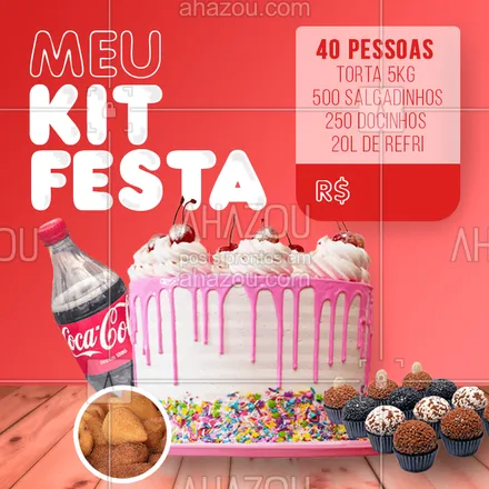 posts, legendas e frases de doces, salgados & festas para whatsapp, instagram e facebook: Kit festa para 40 pessoas com precinho pra lá de especial ? Praticidade e bom preço em um só kit ??? 
Encomende já o seu ??

#kitfesta #doces #salgados #festa #evento #ahazoutaste #food #salgadinhos 