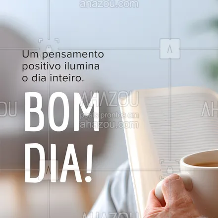 posts, legendas e frases de  para whatsapp, instagram e facebook: Bom Dia! 💡 Escolha ver o lado bom das coisas e perceba como isso muda sua jornada. Tudo começa na sua mente! 💪 #bomdia #positividade #foco