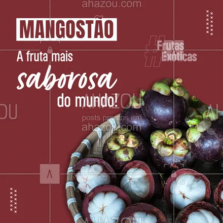posts, legendas e frases de hortifruti para whatsapp, instagram e facebook: O Mangostão é uma fruta exótica, de origem asiática e é conhecida como a fruta mais saborosa do mundo. Com um sabor doce e picante, no Brasil, é produzido na região do litoral da Bahia e no oeste do estado de São Paulo. E você, já experimentou o Mangostão? #mangostao #frutasexoticas #ahazoutaste #alimentacaosaudavel  #hortifruti  #organic  #qualidade  #vidasaudavel 