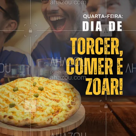 posts, legendas e frases de pizzaria para whatsapp, instagram e facebook: Se o jogo for bom, ótimo. Se for ruim, pelo menos a pizza tá garantida! Bora marcar aquele encontro na quarta pra sofrer (ou comemorar) juntos! 🍻
#FutebolComAmigos #PizzaNaQuarta #Faltam3Dias