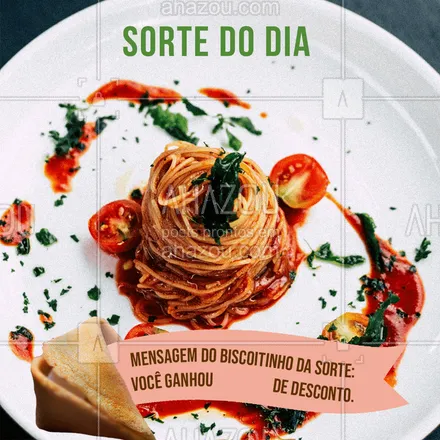 posts, legendas e frases de cozinha italiana para whatsapp, instagram e facebook: Parabéns, hoje é o seu dia de sorte! ? Gostou da promoção? Então corre pra cá.?
#ahazoutaste #food #biscoitodasorte #promocao