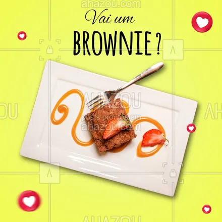 posts, legendas e frases de doces, salgados & festas, à la carte & self service para whatsapp, instagram e facebook: Para quem ama um verdadeiro BROWNIE ❤ Venha se deliciar com esse maravilhoso brownie! #Brownie #Ahazou #Chocolate 