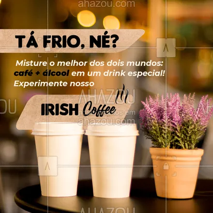 posts, legendas e frases de bares para whatsapp, instagram e facebook: Whisky irlandês e um café recém coado soam como uma boa pedida? Então corre para aproveitar!  #ahazoutaste  #bar #mixology #pub #cocktails #lounge #drinks