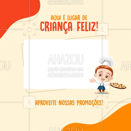 posts, legendas e frases de pizzaria para whatsapp, instagram e facebook: Aproveite nossa promoção do Dia das Crianças e torne o dia dos seus pequenos ainda mais especial! 🥰
#ahazoutaste #pizzaria  #pizza  #pizzalovers  #pizzalife 