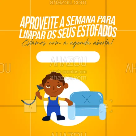posts, legendas e frases de limpeza de sofás & tapetes para whatsapp, instagram e facebook: Estamos esperando pelos seus estofados, entre em contato e faça o seu agendamento! 😉
#AhazouServiços #estofados #impermeabilizacao #limpezadesofas #limpezadetapetes #limpezasofasetapetes #higienização #limpeza