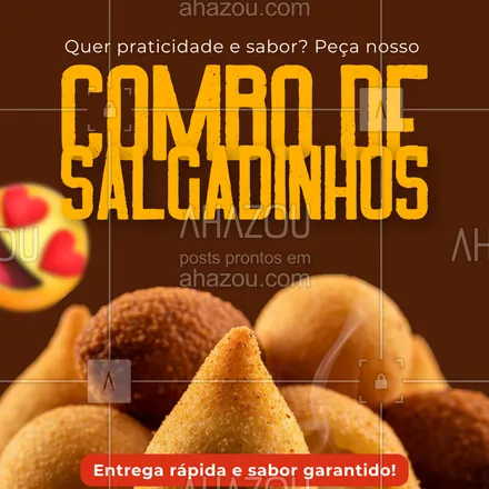 posts, legendas e frases de  para whatsapp, instagram e facebook: Perfeito pra qualquer ocasião: festas, reuniões ou aquele lanche da tarde.
Peça seu combo e experimente o melhor sabor da cidade! 😋
#combosalgados #salgadinhos #lanchesgostosos #deliciasdobr #petiscos #lanchedatarde #sabordefesta