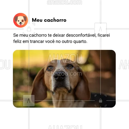 posts, legendas e frases de dog walker & petsitter, veterinário, petshop, assuntos variados de Pets para whatsapp, instagram e facebook: Se meu cachorro te deixar desconfortável, não se preocupe, eu ficarei feliz em trancar você no outro quarto! Afinal, ele é meu melhor amigo e tem o direito de decidir quem fica e quem vai. 🐾😂 Quem é mais importante: o cachorro ou o visitante? No meu caso, a resposta é bem clara! 🐕✨ #DesconfortoCanino #Prioridades #AmorDeCachorro #AhazouPet