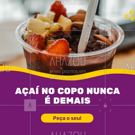 posts, legendas e frases de gelados & açaiteria para whatsapp, instagram e facebook: Ainda mais quando você consegue rechear bastante o copo. Peça já seu açaí! 🥛😋 #ahazoutaste #açaí #açaíteria #cupuaçú #delivery