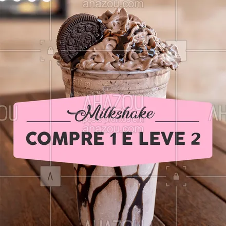posts, legendas e frases de hamburguer, cafés para whatsapp, instagram e facebook: É isso mesmo que você leu, na compra de 1 milkshake, o 2º é por nossa conta! ? #milkshake #sobremesas #ahazoutaste #2por1 #sorvete #bandbeauty