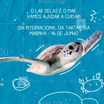 posts, legendas e frases de assuntos variados de Pets para whatsapp, instagram e facebook: Cuidar dos oceanos é um dever de todos nós. Vamos zelar pelo lar das tartarugas marinhas. Feliz Dia Internacional da Tartaruga Marinha! 🐢💚 #diainternacionaldatartarugamarinha #diadatartarugamarinha #tatarugamarinha #tartaruga #mar #oceano #AhazouPet #ilovepets  #petlovers 