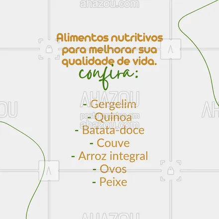 posts, legendas e frases de nutrição para whatsapp, instagram e facebook: É importante caprichar na variedade de alimentos para consumir os nutrientes necessários para ter uma vida saudável. Acrescente esses alimentos na refeição, assim você terá uma vida melhor, um aumento da qualidade de vida, irá prevenir doenças, ter mais energia e seu corpo ficará mais bonito.😉 #AhazouSaude #dicas #viverbem  #saude  #nutricao  #bemestar  #alimentacaosaudavel #saudavel