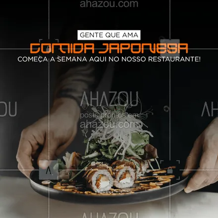 posts, legendas e frases de cozinha japonesa para whatsapp, instagram e facebook: Dê um up na sua segunda-feira, vem pra cá comer um japa! 🍣😋
#ahazoutaste #comidajaponesa  #japanesefood  #japa  #sushidelivery  #sushilovers  #sushitime 
