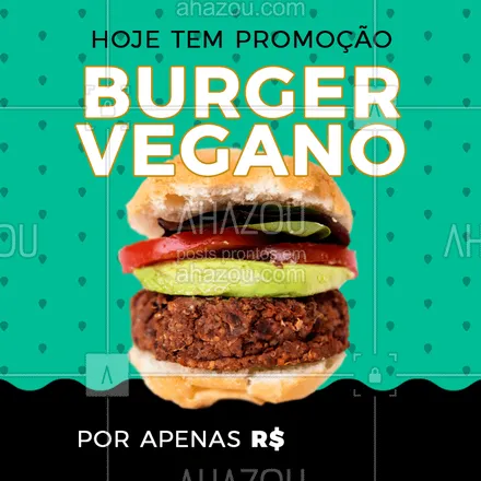 posts, legendas e frases de hamburguer para whatsapp, instagram e facebook: Começou a época de promoções. A promoção de hoje é Burger Vegano por apenas R$......
Aproveite ! Peça agora
#ahazoutaste #burger #promocao #comer #instafood
