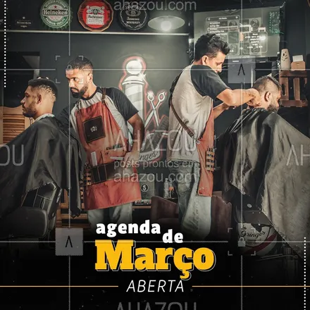 posts, legendas e frases de barbearia para whatsapp, instagram e facebook: Gostaríamos de informar que nosso agenda de março já está aberta, aproveite e agende já seu horário. #Barber #Ahazou #Agenda #Barbearia 
