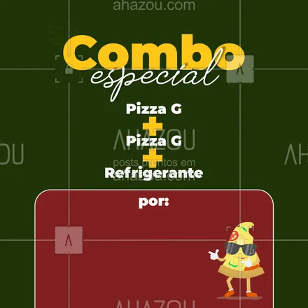 posts, legendas e frases de pizzaria para whatsapp, instagram e facebook: Se liga hoje tem combo especial! Entre em contato e peça já o seu?! #pizzaria #pizza #pizzalife #ahazoutaste #pizzalovers #combo #promoçao #desconto