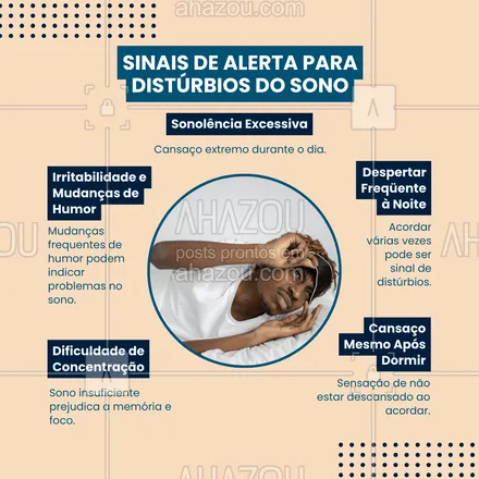 posts, legendas e frases de saúde mental para whatsapp, instagram e facebook: Você sente cansaço excessivo, dificuldade de concentração ou mudanças frequentes de humor? Esses sinais podem ser sintomas de um distúrbio do sono que está prejudicando sua saúde mental e desempenho diário. Reconhecer esses indícios é o primeiro passo para prevenir problemas maiores. Não ignore a importância de um sono reparador! Fique atento aos sinais e cuide do seu bem-estar. 🛏️🌌 #SinaisDeAlerta #DistúrbiosDoSono #SaúdeMentalEmDia #SaúdeMental #AhazouSaude #viverbem #qualidadedevida 