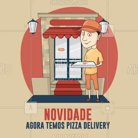 posts, legendas e frases de pizzaria para whatsapp, instagram e facebook: Peça já a sua pizza e aproveite nossa novidade! ? #Pizzaria #ahazoutaste #pizza 