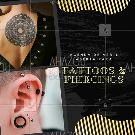 posts, legendas e frases de estúdios, tatuadores & body piercer para whatsapp, instagram e facebook: Abril chegou! Aproveite para colocar seus novos piercings e agendar suas próximas sessões de tattoo. #abril #agenda #tattoo #piercing #AhazouInk  #tattooepiercing #estudiodetattoo #tatuagem