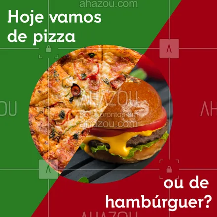 posts, legendas e frases de hamburguer, pizzaria para whatsapp, instagram e facebook: De que é sua fome hoje? Ligue e faça seu pedido, já estamos abertos!
#ahazou #burguer #pizza #fome  