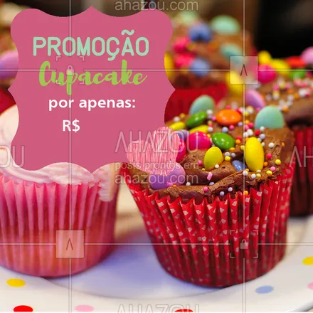 posts, legendas e frases de doces, salgados & festas para whatsapp, instagram e facebook: Vai deixar passar essa promoção! Encomende já o seu cupcake e saboreie essa gostosura! #cupcake #ahazou #doces 