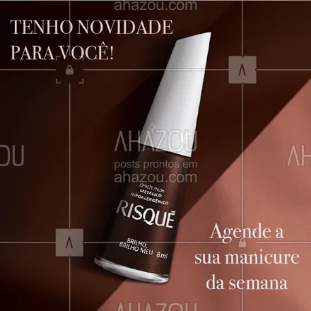 posts, legendas e frases de manicure & pedicure para whatsapp, instagram e facebook: A Risqué lançou novos esmaltes metálicos. Venha conhecer as novidades! #esmalte #ahazou #unhas #risque #manicure #ahazoumanicure 