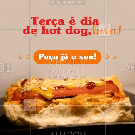 posts, legendas e frases de hot dog  para whatsapp, instagram e facebook: Deu fome? Vem de hot dog! Faça seu pedido: (xx) xxxxx-xxxx #ahazoutaste #hotdog  #hotdoglovers  #hotdoggourmet  #cachorroquente  #food #terça #pedido #delivery