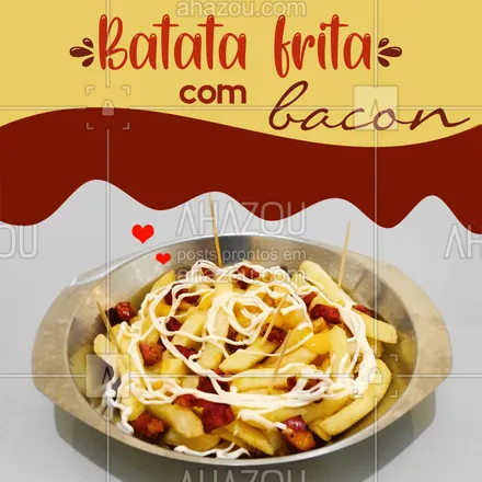 posts, legendas e frases de hamburguer, comidas variadas para whatsapp, instagram e facebook: A combinação irresistível de qualquer hora! Peça já a sua porção! #batatafrita #bacon #batatacombacon #ahazoutaste #artesanal #instafood