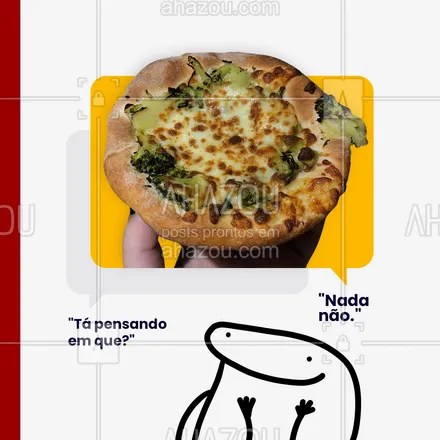 posts, legendas e frases de pizzaria para whatsapp, instagram e facebook: Quando você me ver distraído e pensando em nada, pode apostar que eu tô pensando nessa lindona: a pizza! 😍
#ahazoutaste #pizza  #pizzalife  #pizzalovers  #pizzaria 