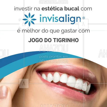 posts, legendas e frases de odontologia para whatsapp, instagram e facebook: Para de gastar com bobagem.

O melhor investimento que você pode fazer é no seu sorriso perfeito. Entre em contato e agende seu horário para um orçamento do Invisalign 😁.

#AhazouSaude #bemestar #odonto #odontologia #saude #invisalign