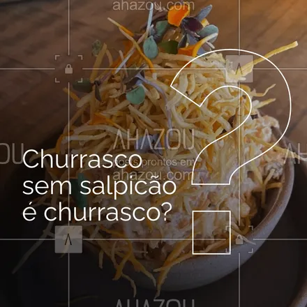 posts, legendas e frases de assuntos variados de gastronomia para whatsapp, instagram e facebook: A resposta é não! Todo churrasco tradicional conta com um bom salpicão. Seja vegano, sem o frango e com carne de jaca ou o tradicionalzão mesmo com frango. Um trabalho pouco demorado que super compensa.
#Salpicão #ahazoutaste #Churrasco