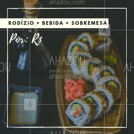 posts, legendas e frases de cozinha japonesa para whatsapp, instagram e facebook: É isso mesmo, você não vai perder essa né? Peça já o seu! #combo #sushi #ahazou #sashimi #japones #delivery